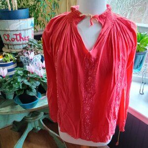 1960s Vintage Balouch of Hollywood, CA Vintage Embroidered Peasant Blouse S or M